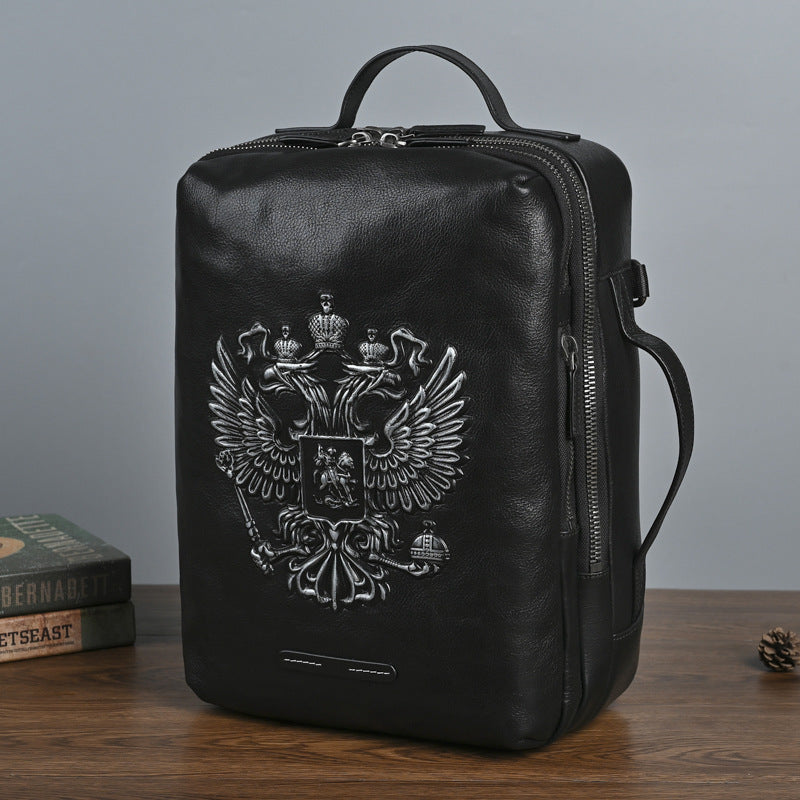 Men's Trendy Head Layer Vegetable Tanning Leather Backpacks