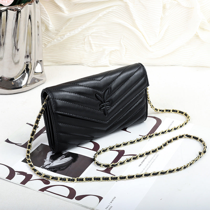 Women's High-grade Sheepskin Chain Mobile Genuine Leather Ladies Wallets