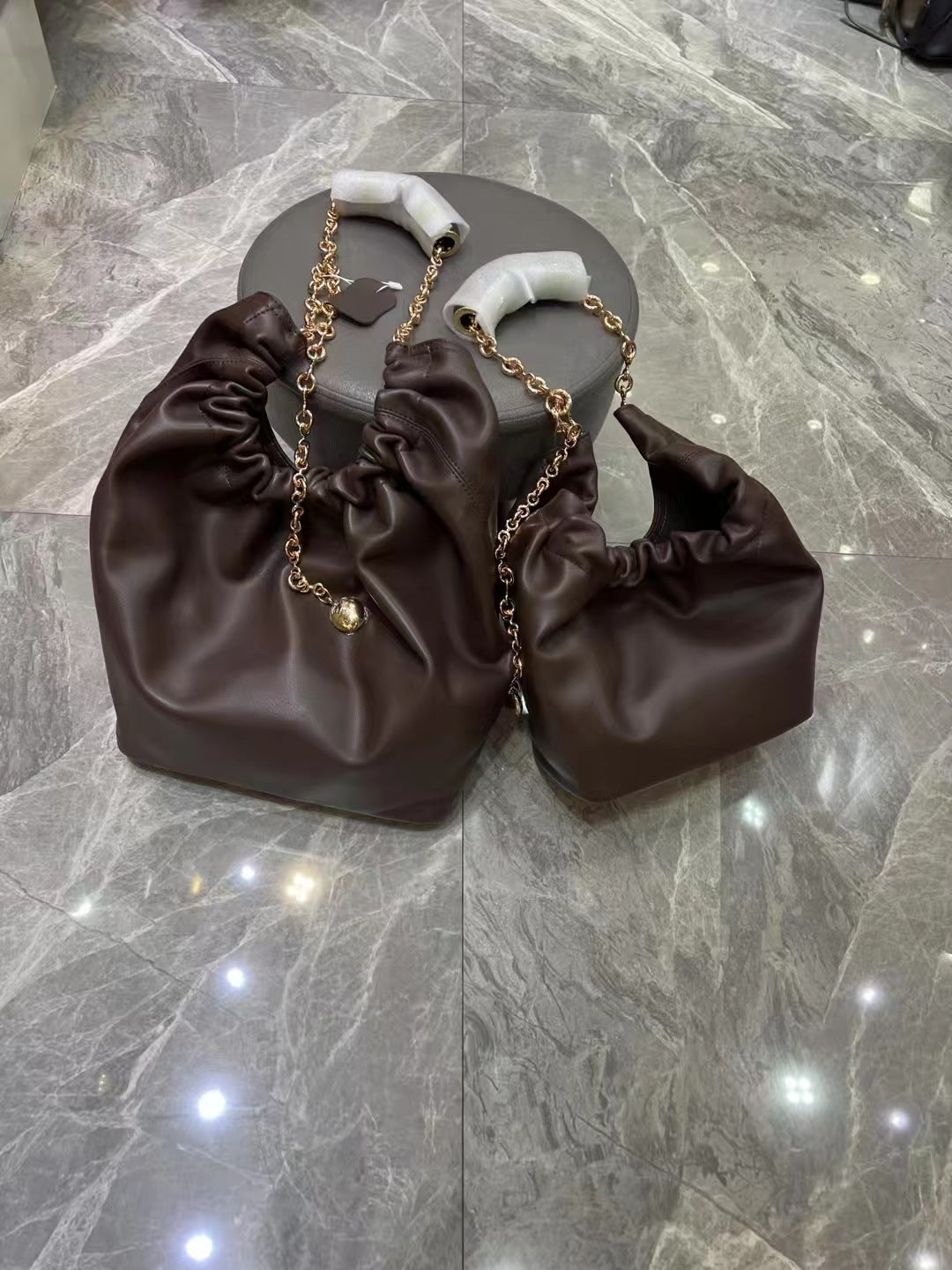 Women's Genuine Leather Soft Cowhide Donut Chain Shoulder Bags