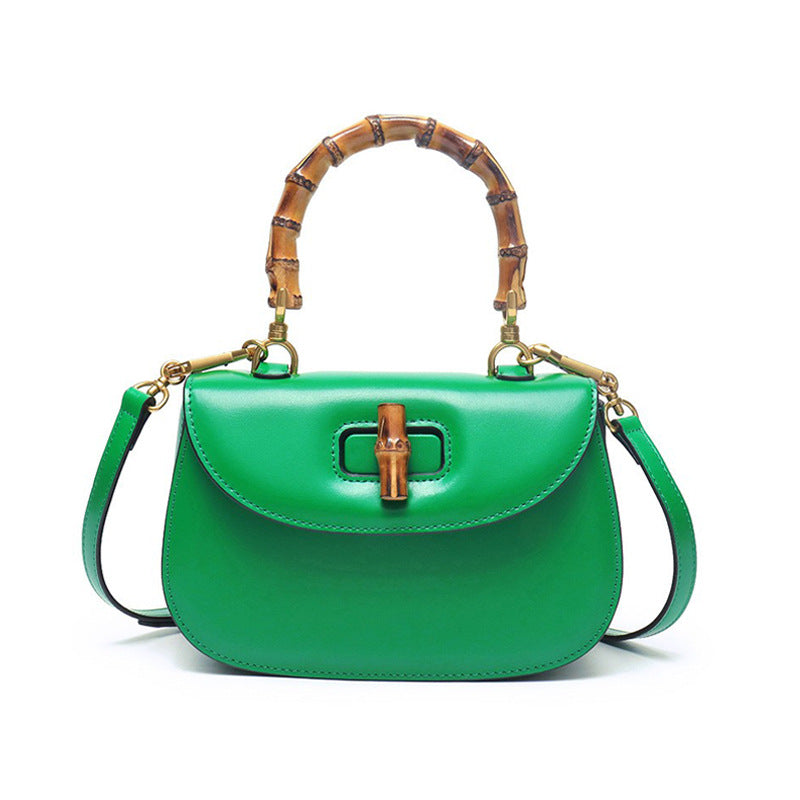 Leather Retro Fashion Cattlehide High-grade Bamboo Handbags