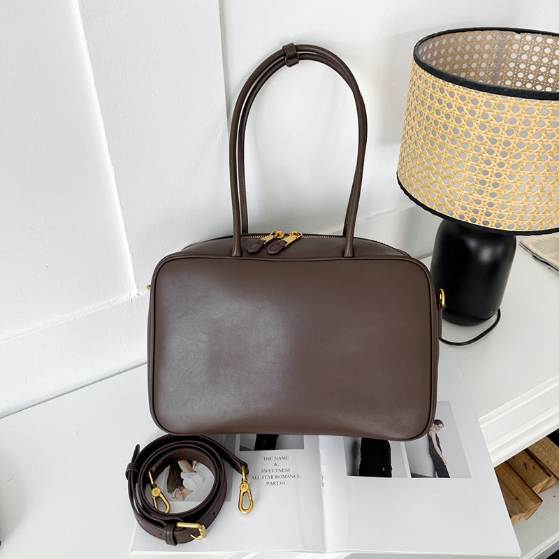 Women's Slouchy Beautiful Niche Leather Bowling Bags