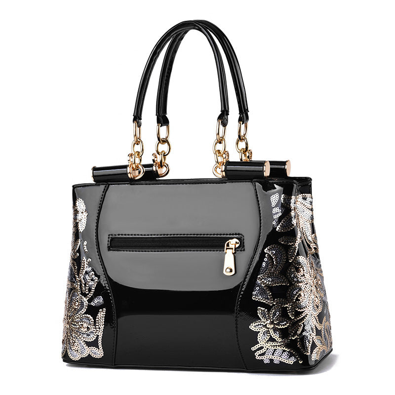 Large Capacity Bright Leather Double Sided Shoulder Bags