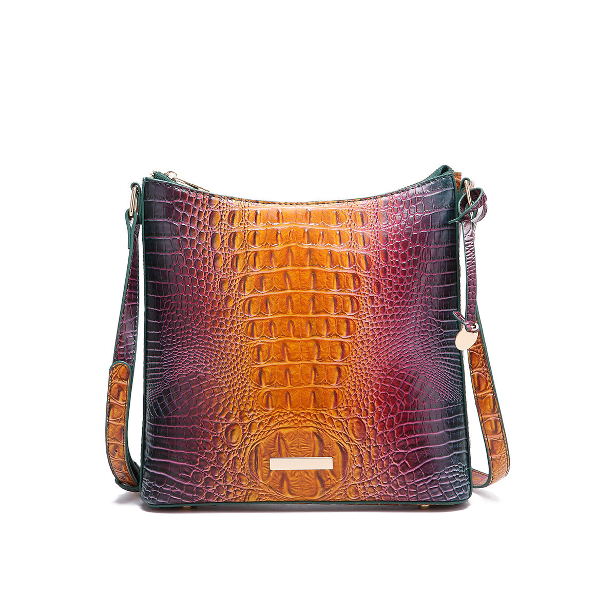 Women's Portable Retro Crocodile Pattern Brahmin Crossbody Bags