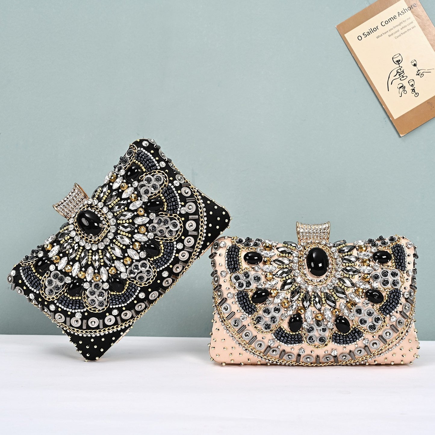 Classic Pearl Embroidery Clutch Handmade Beaded Handbags