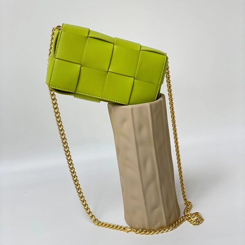 Women's Cowhide Chain Woven Pillow Mini Shoulder Bags
