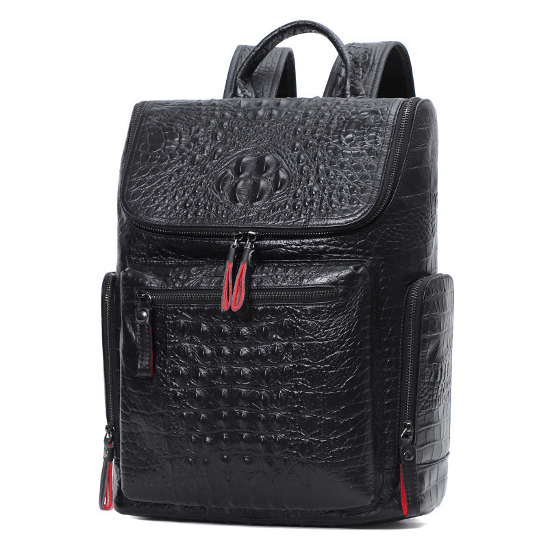 Men's Crocodile Pattern Leather First Layer For Backpacks