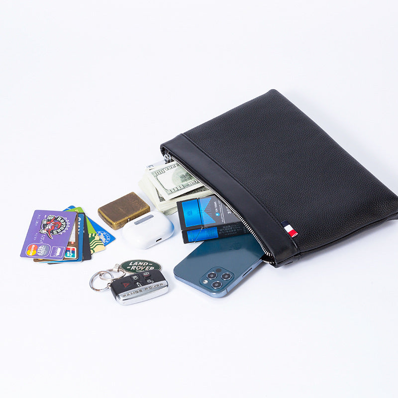 Men's Envelope Genuine Leather Fashion Lichee Pattern Men's Handbags