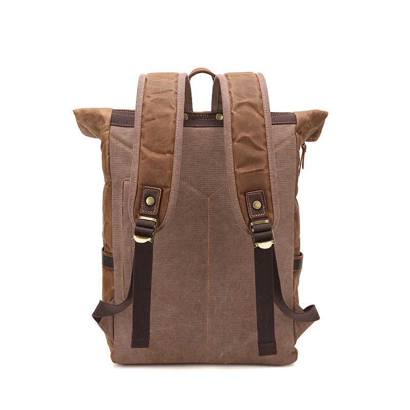 Retro Waterproof Crazy Horse Leather Canvas Convenient Backpacks