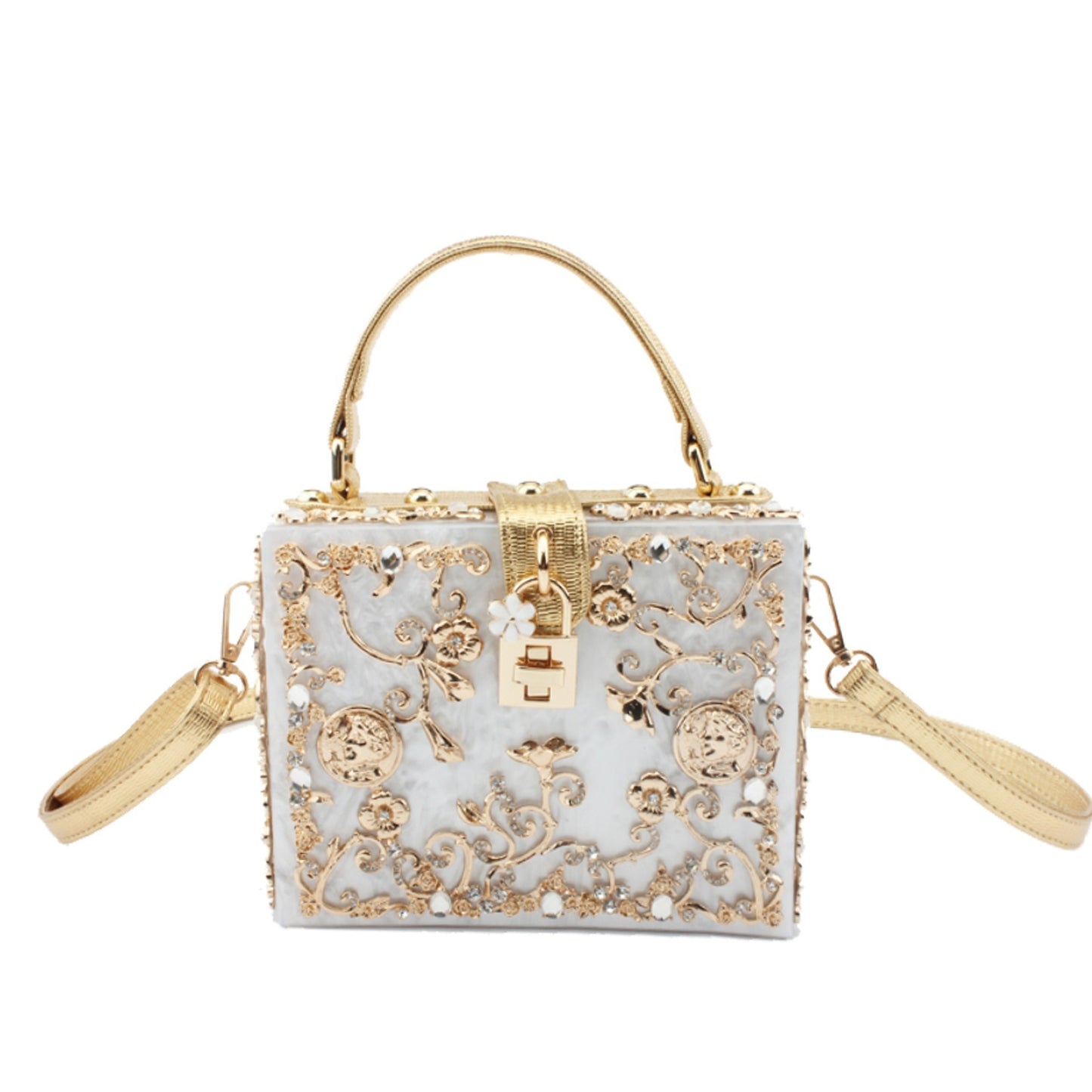 Women's Acrylic Hollow Metal Carved Diamond Single Crossbody Bags