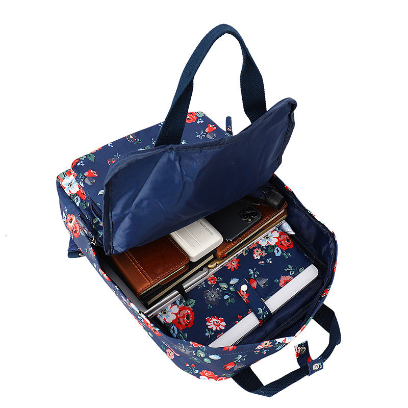 Women's Printed Large Capacity Flower Bird Computer Travel Bags