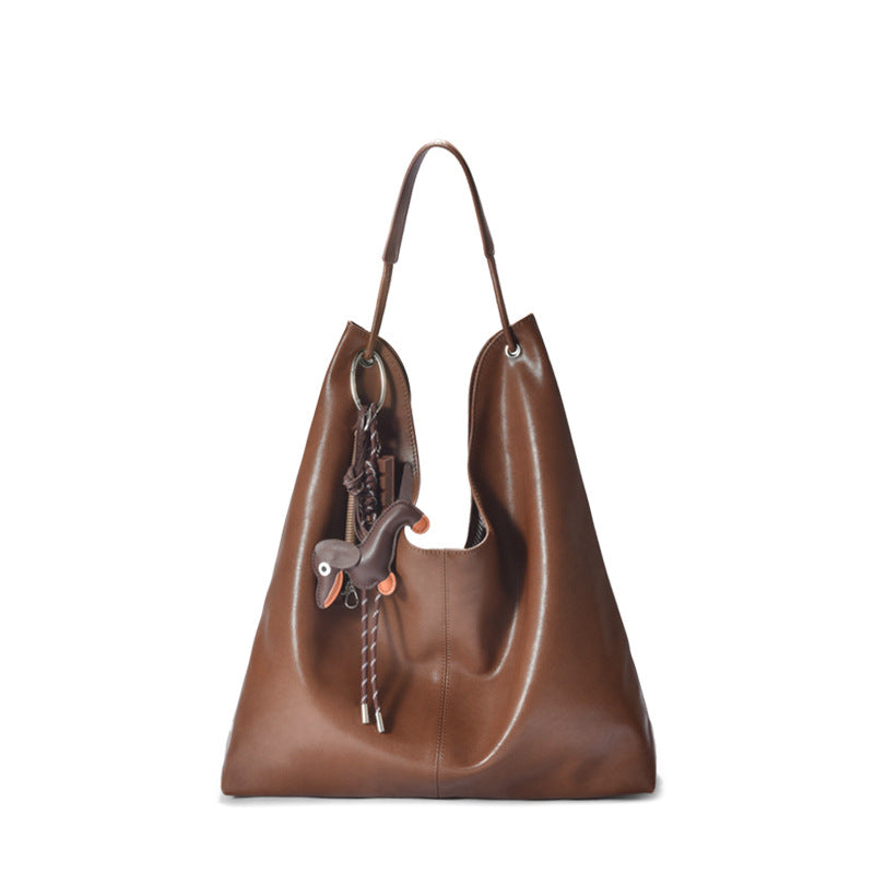 Vegetable Tanned Leather Large Capacity Textured Armpit Bags