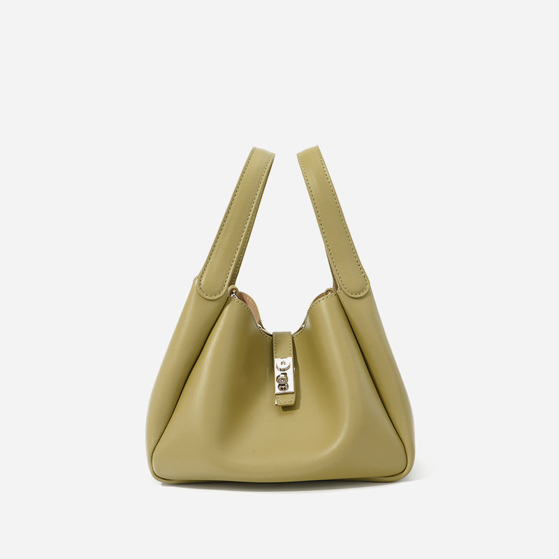 Genuine Leather Niche Portable Vegetable Basket Female Fashion Out Shoulder Bags