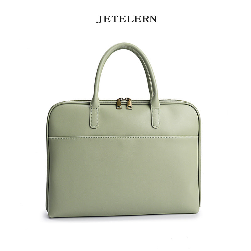 Women's Cattlehide Leather Computer Professional Commute Simple Handbags