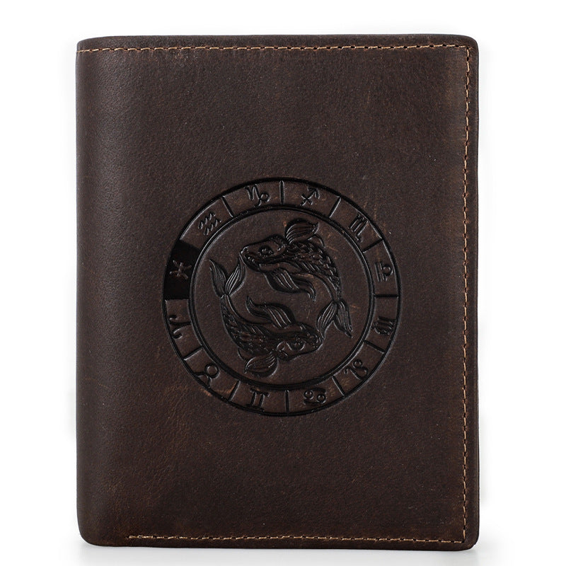 Men's Retro Crazy Horse Leather Swiping Twee Men's Wallets