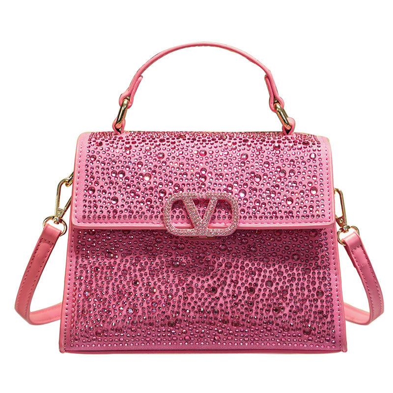 Women's Light Diamond High Quality Fashion Rhinestone Letters Crossbody Bags