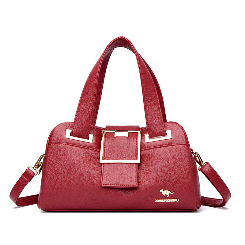 Women's Versatile Soft Leather Mom Fashion Handbags