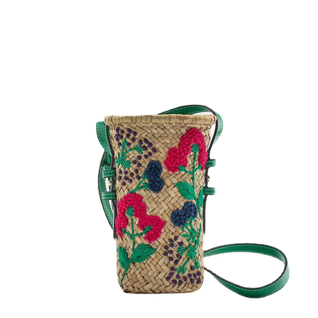 Women's Beige Embroidered Kettle Outing Green Water Handbags