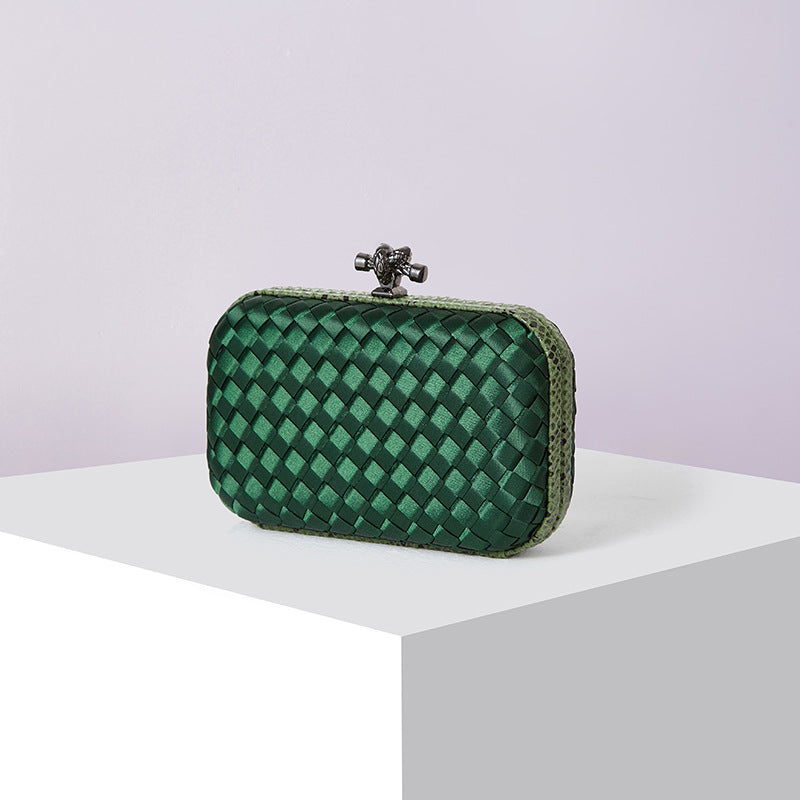 Women's Silk Hand-woven Simplicity Dinner Chain Pouch Evening Bags