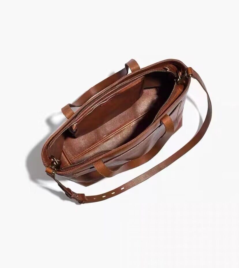 Women's Zipper Simple Top Layer Cowhide Leather Handbags