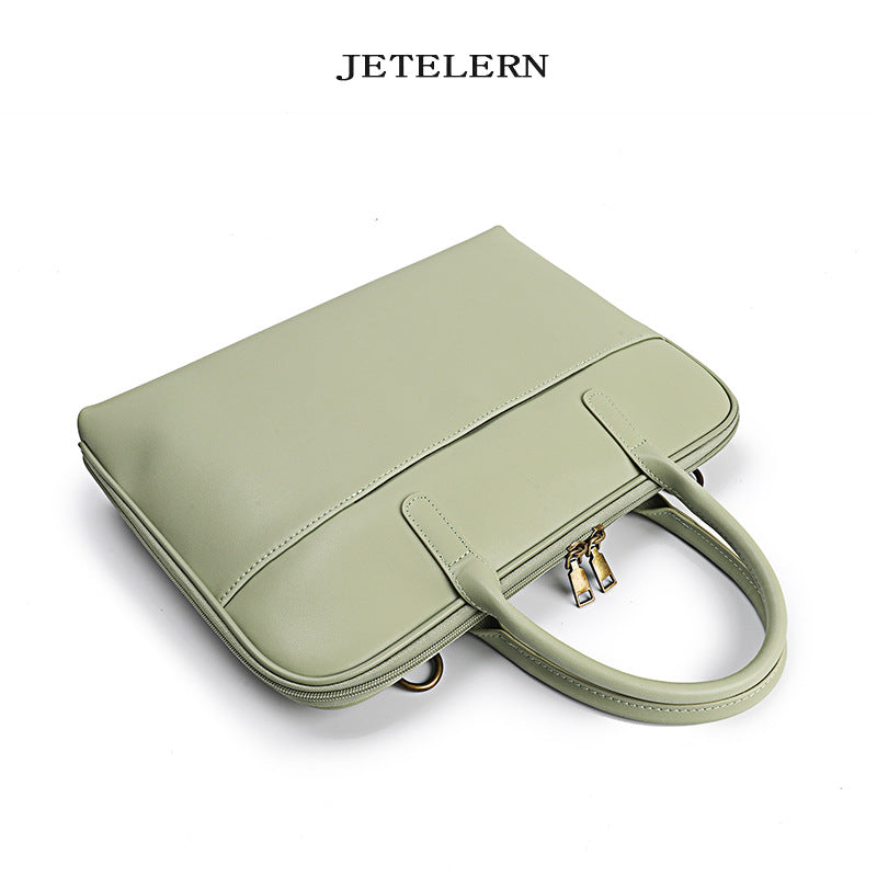 Women's Cattlehide Leather Computer Professional Commute Simple Handbags
