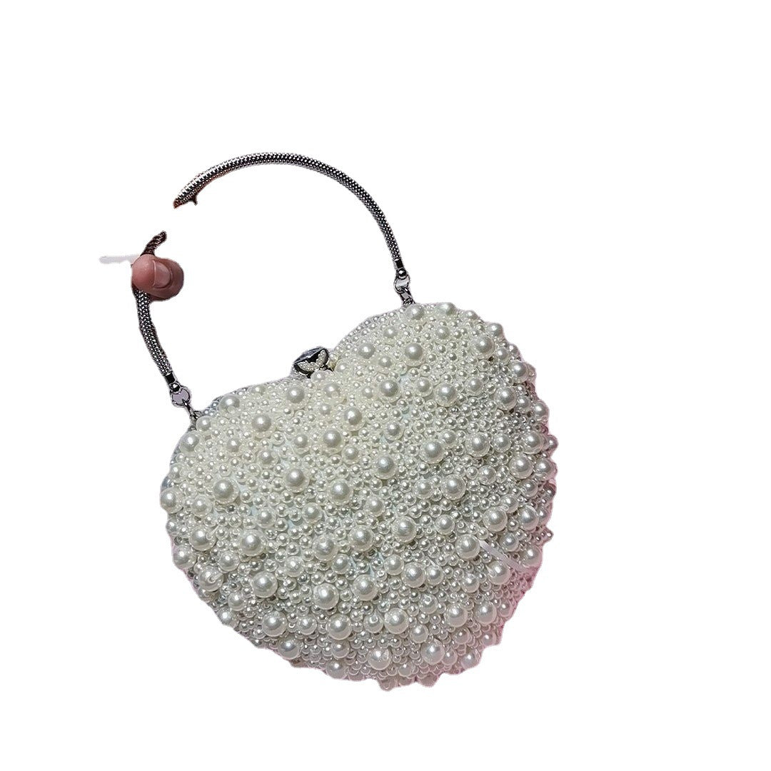 Dinner Love Heart-shaped Pearl Banquet Chain Evening Bags