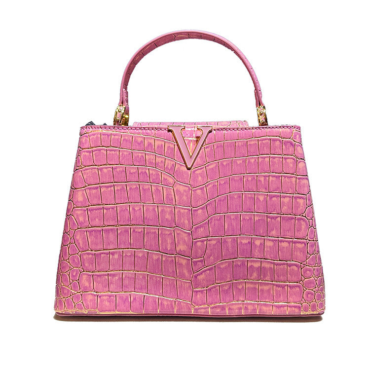 Women's High-grade Crocodile Pattern Portable Commuter Genuine Crossbody Bags