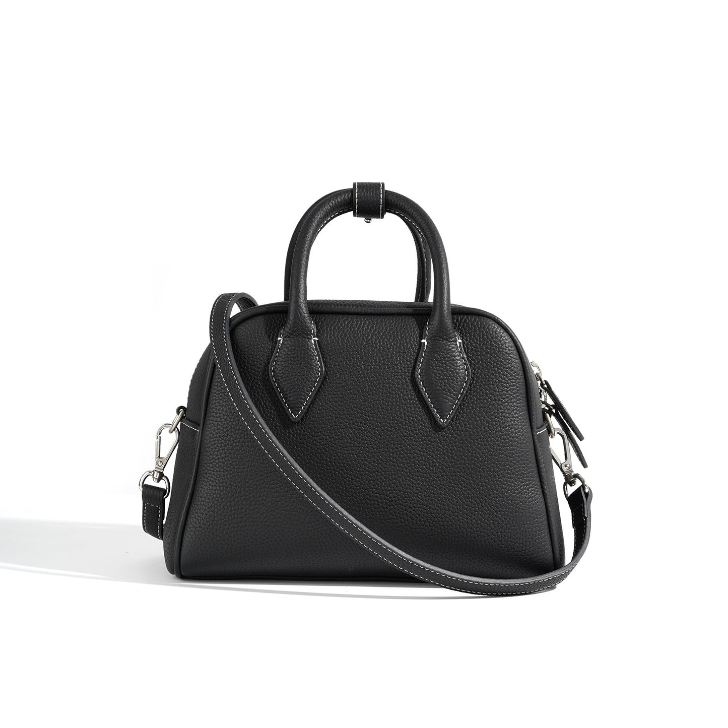 Women's Handmade Lychee Pattern Top Layer Leather Shoulder Bags