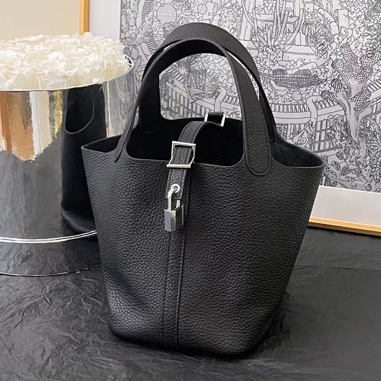 Wax Line Vegetable Basket Imported Cowhide Handbags