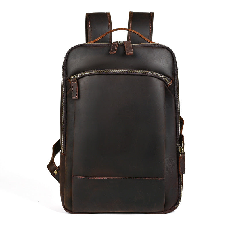 Men's Crazy Horse Leather Retro Business Large Backpacks