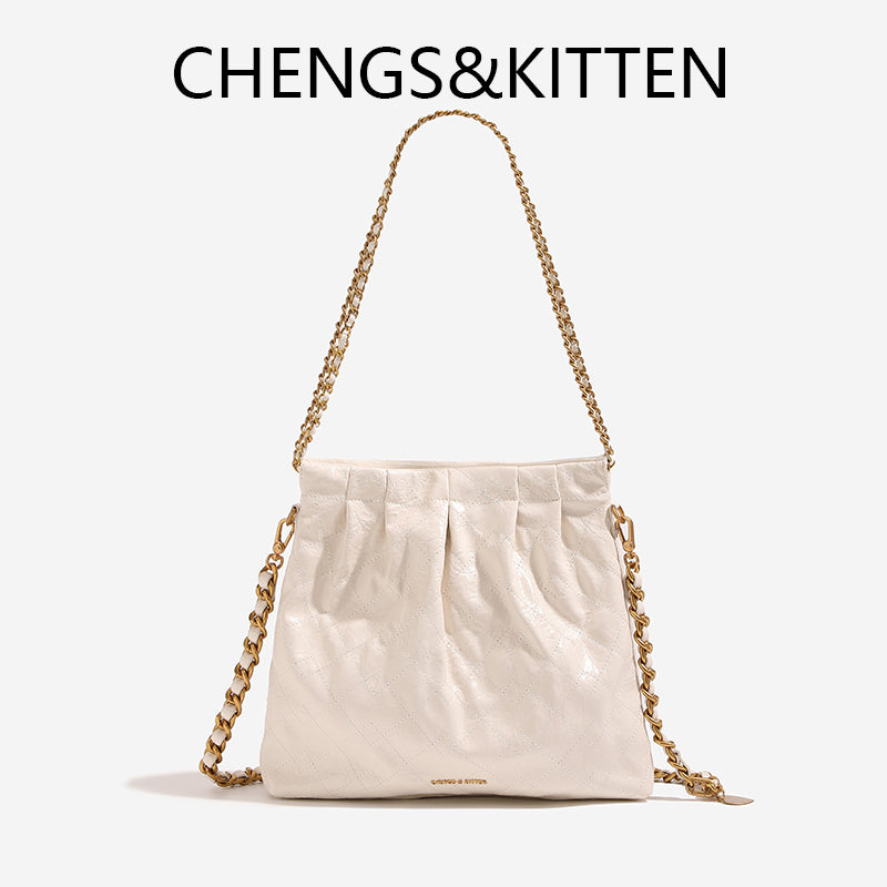 Garbage Genuine Leather Chain Large Capacity Bags
