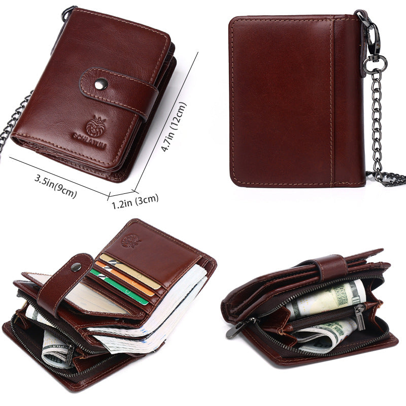 Men's Swiping Leather Multiple Slots Detachable Short Men's Wallets