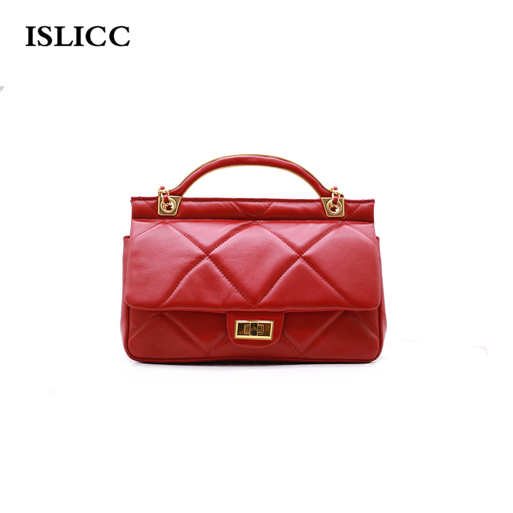 Women's Top Layer Cowhide Style Chain Large Crossbody Bags