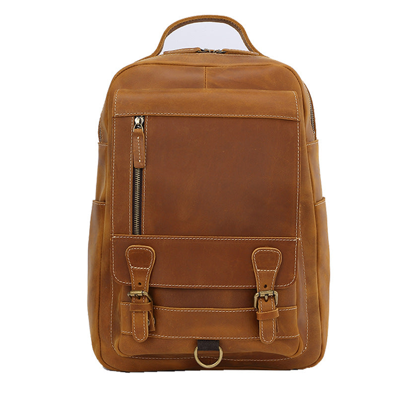 Men's Crazy Horse Leather Top Layer Cow Backpacks