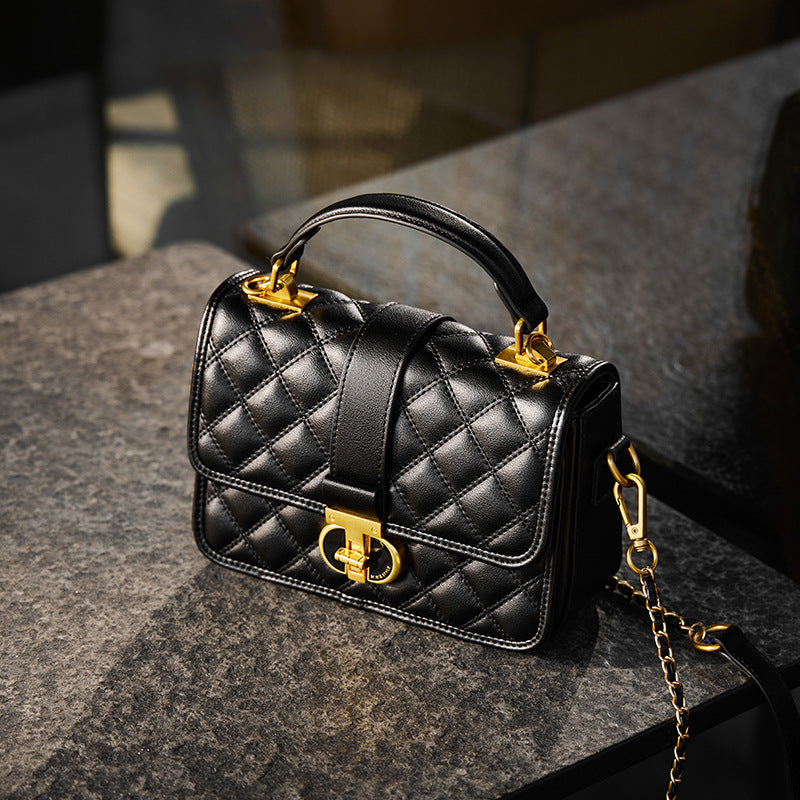 Women's Black Chain High-grade Genuine Leather Handbags