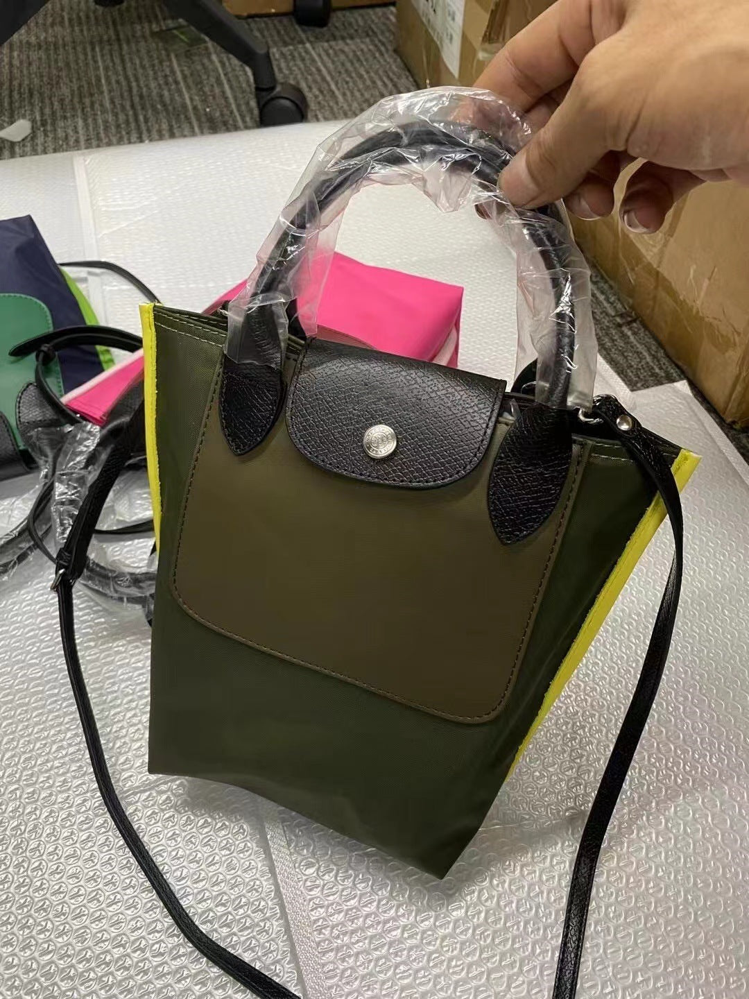 Women's Color-matching Leather Patchwork Portable Dumpling Handbags