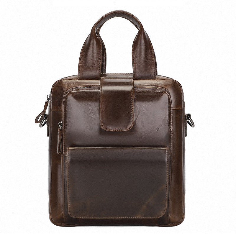 Men's Wax Waterproof Large Capacity Inch Computer Men's Handbags
