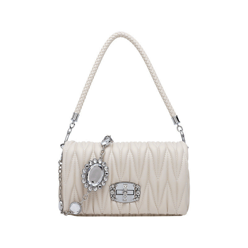 Genuine Leather Design Rhinestone Chain Fashion Shoulder Bags