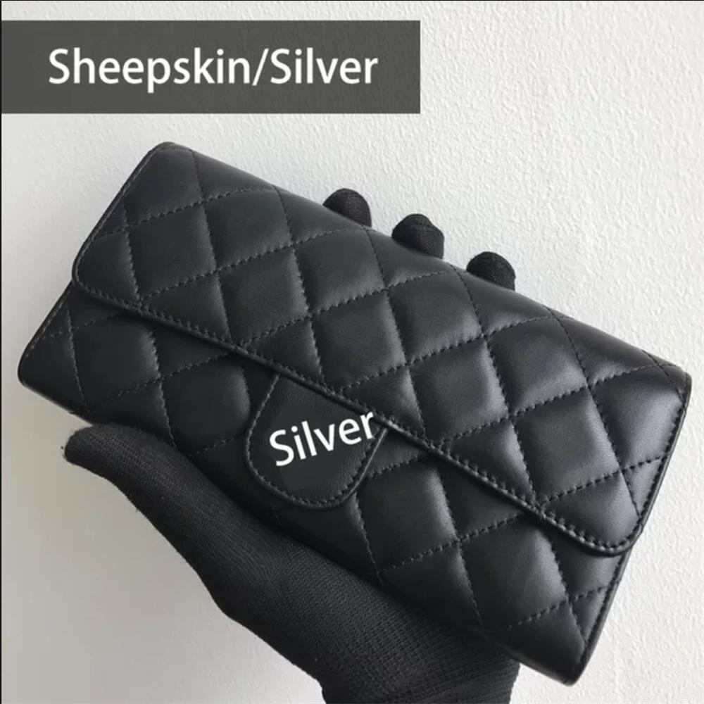 Women's Diamond Style Long Caviar Genuine Leather Ladies Wallets