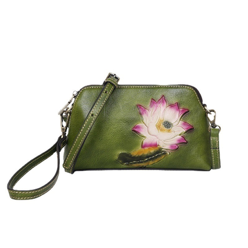 Women's Popular Cowhide Retro Embossing Support Shoulder Bags