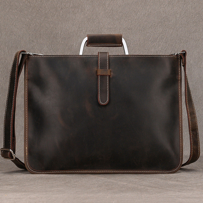 Men's Retro Genuine Leather Horizontal Crazy Horse Men's Handbags