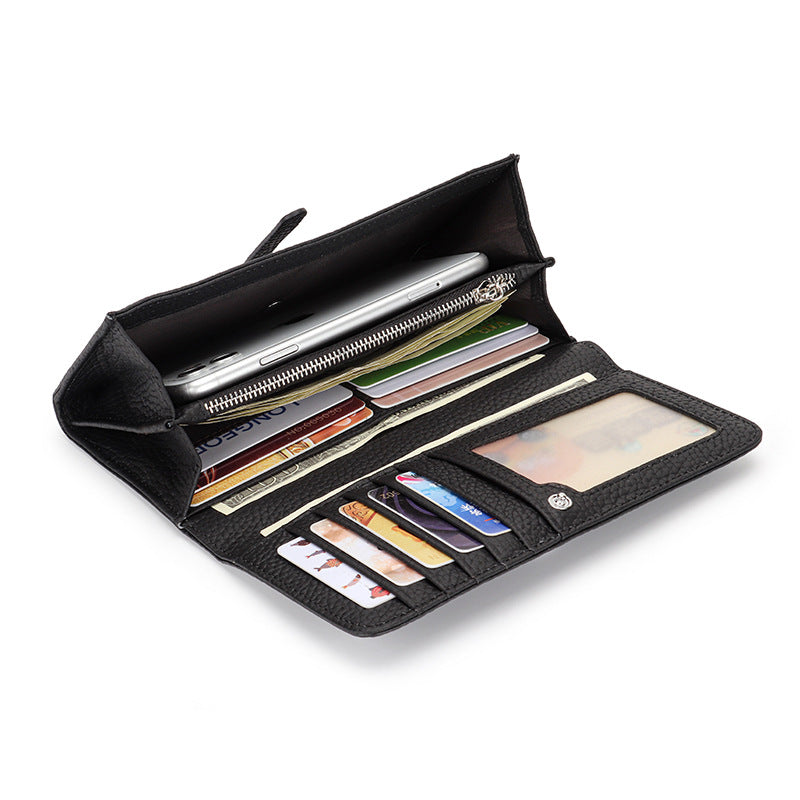 Women's Real Leather Long Large Capacity Pure Purses