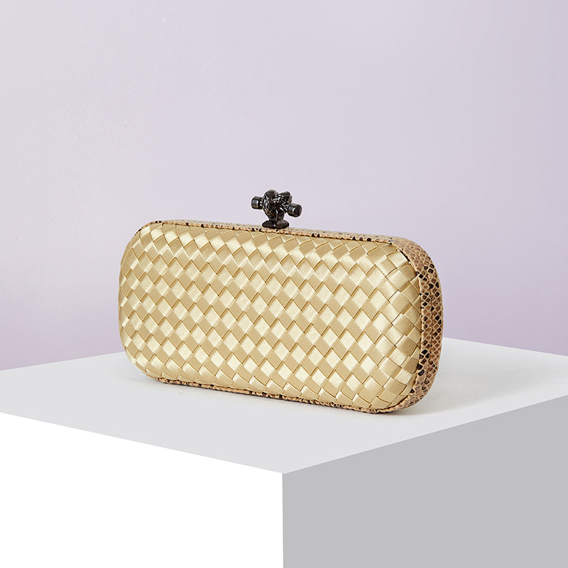 Women's Silk Hand-woven Simplicity Dinner Chain Pouch Evening Bags