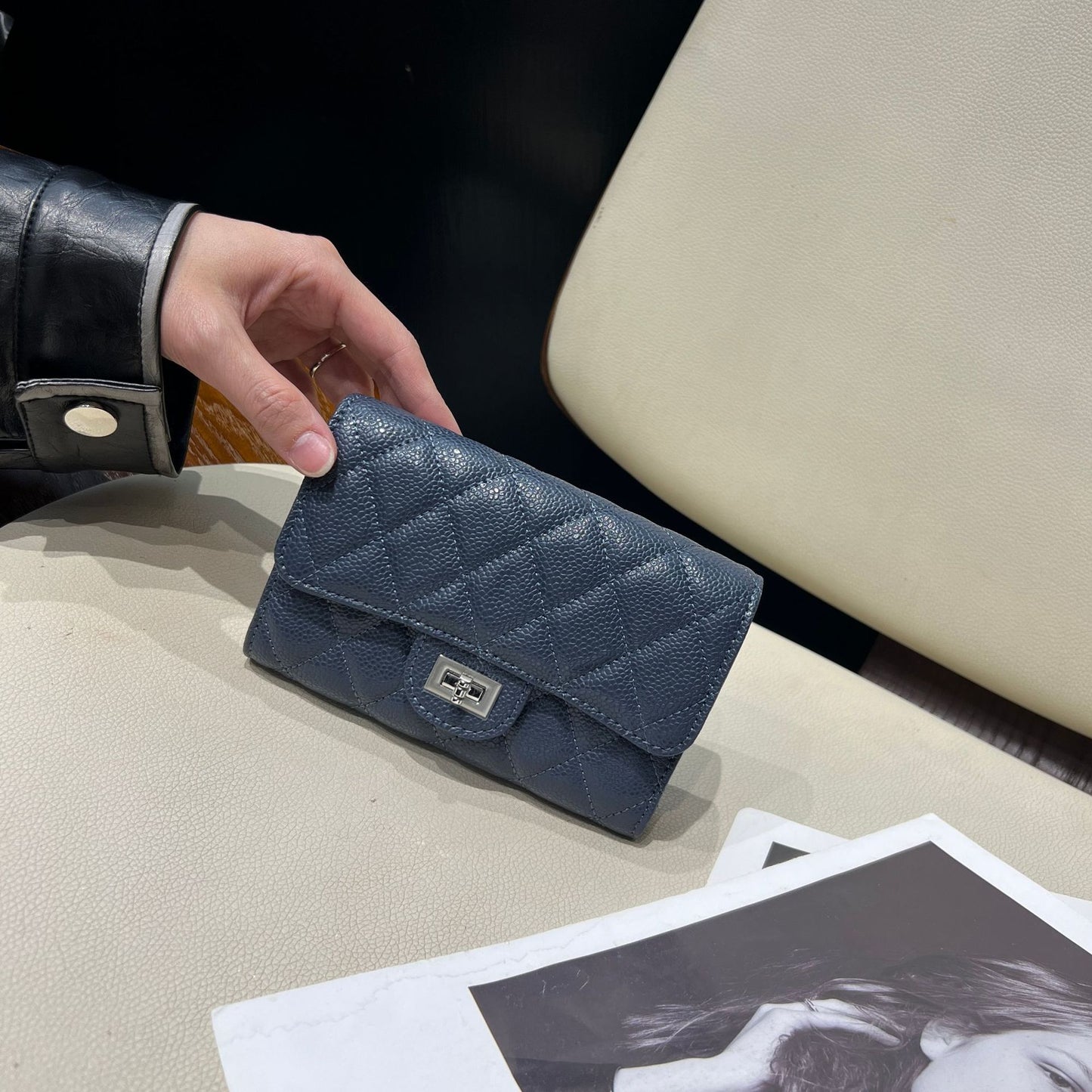 Women's Style Mid-length Leather Rhombus Large Capacity Ladies Wallets