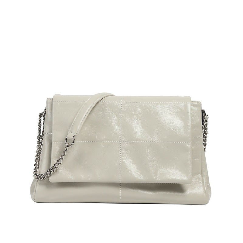 Women's Leather Made Korean Chain Simple Fashion Underarm Large Shoulder Bags