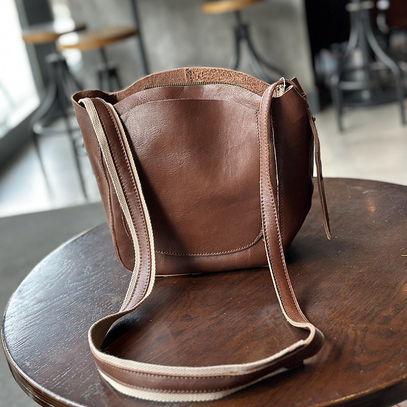 Women's Tanning Leather For Style Simple Cowhide Crossbody Bags