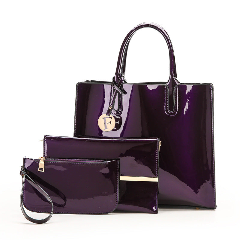Women's Glamorous Classic Three-piece Patent Leather Handbags