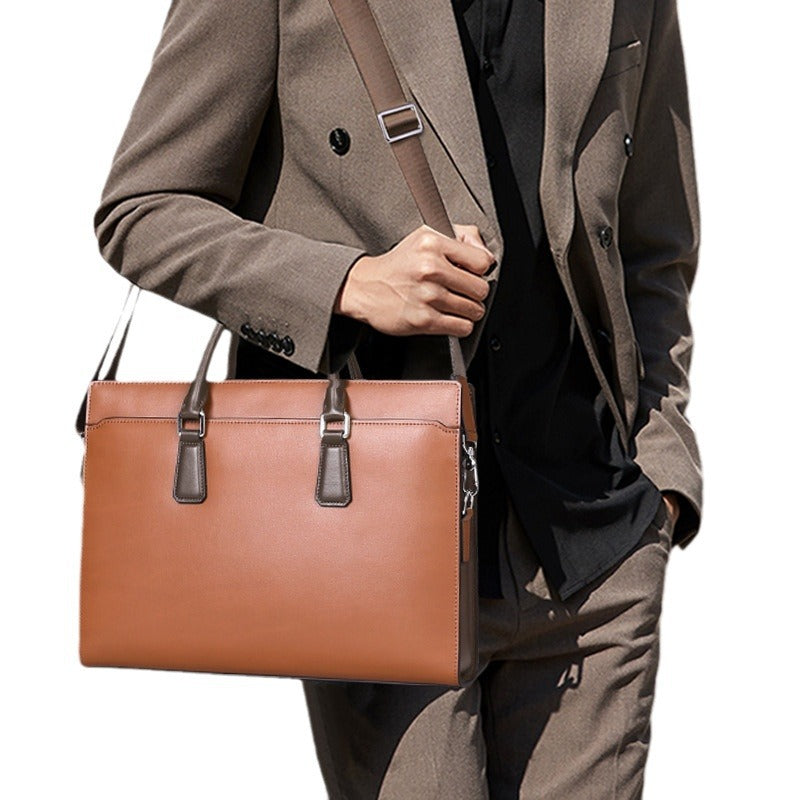 Men's Leather Password Computer First Layer Cowhide Bags
