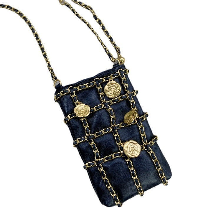 Classic Style Flower Hardware Chain Mobile Shoulder Bags