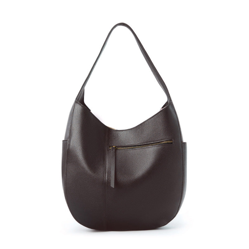 Women's Layer Cowhide Advanced Simple Large Capacity Genuine Leather Shoulder Bags