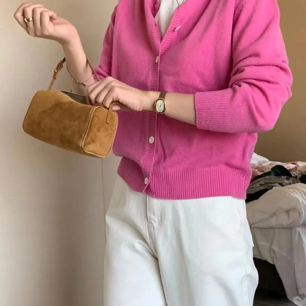 Women's High-grade Niche Leather Suede Pen Mini Genuine Handbags